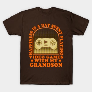 Happiness Is A Day Spent Funny Gaming Grandparents T-Shirt